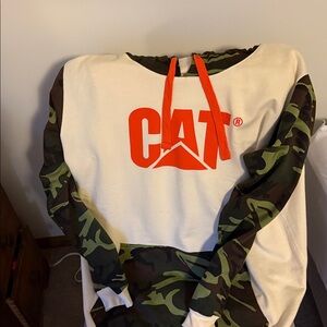 CAT Camo Hoodie with Orange Logo